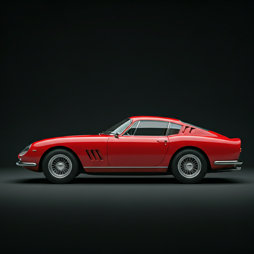 Vintage red sports coupe in profile